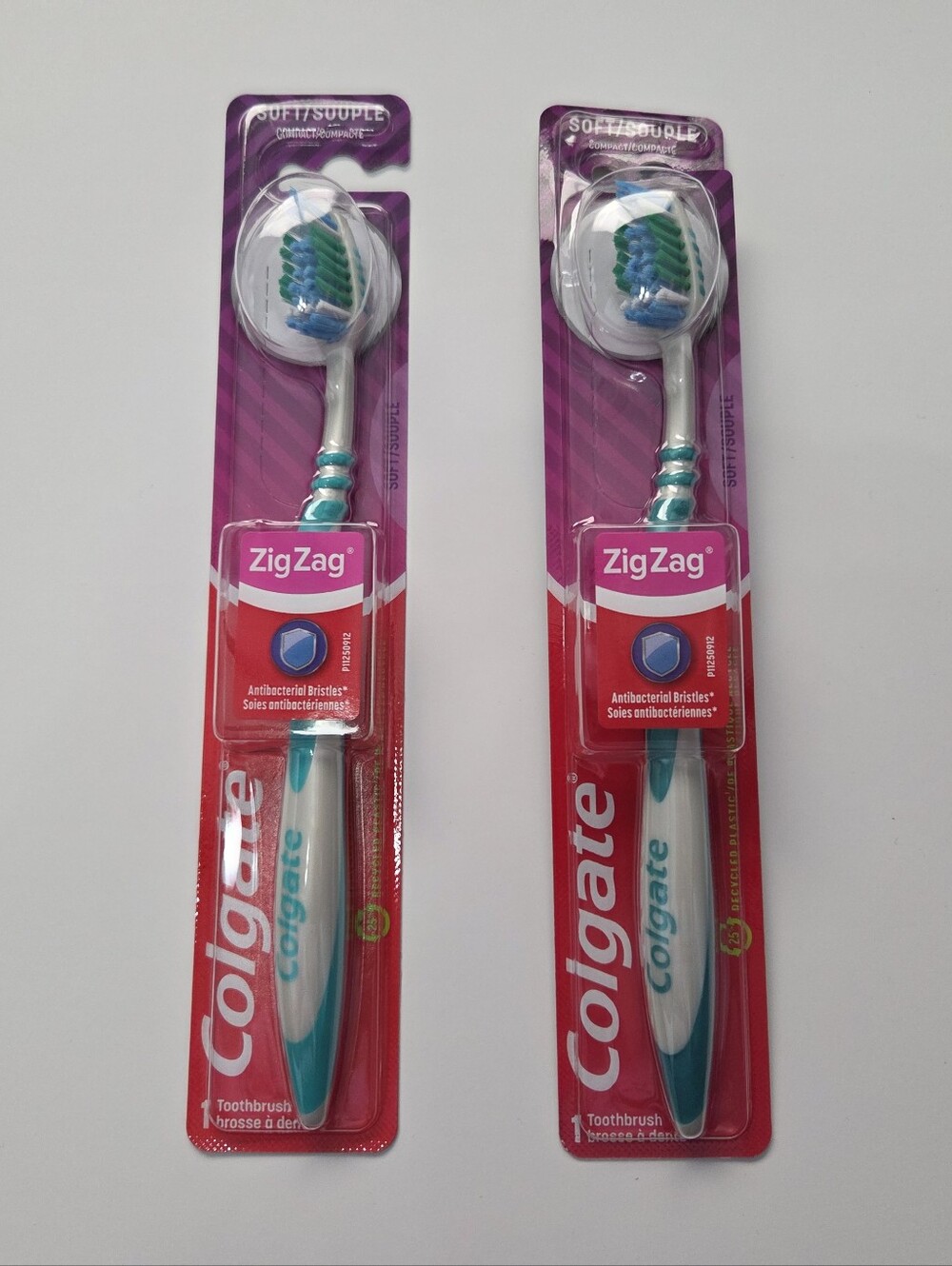 Two Colgate Zig Zag Soft Bristle Toothbrushes